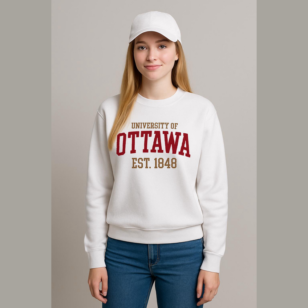 EUC University of Ottawa Performance Crew neck sweatshirt White Large L
